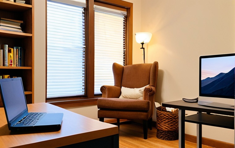 **Image Prompt:** A cozy private practice office with soft lighting, a comfortable armchair, and bookshelves in the background. A laptop is open on a desk, showcasing a telehealth session in progress. The overall tone is warm, inviting, and professional, emphasizing the flexibility and accessibility of virtual counseling.