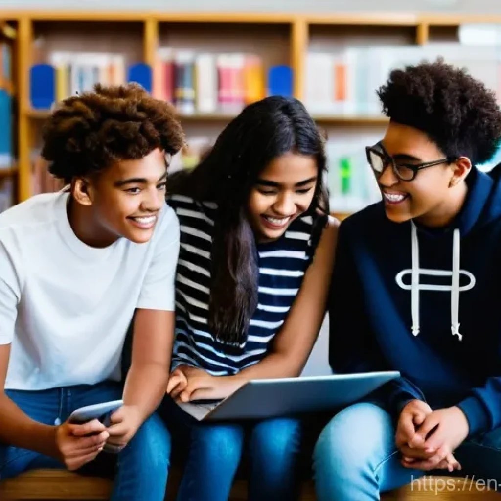 청소년상담사 현장 상담 사례 분석 - **Prompt:** A diverse group of four teenagers, aged 15-17, are gathered in a brightly lit, modern sc...