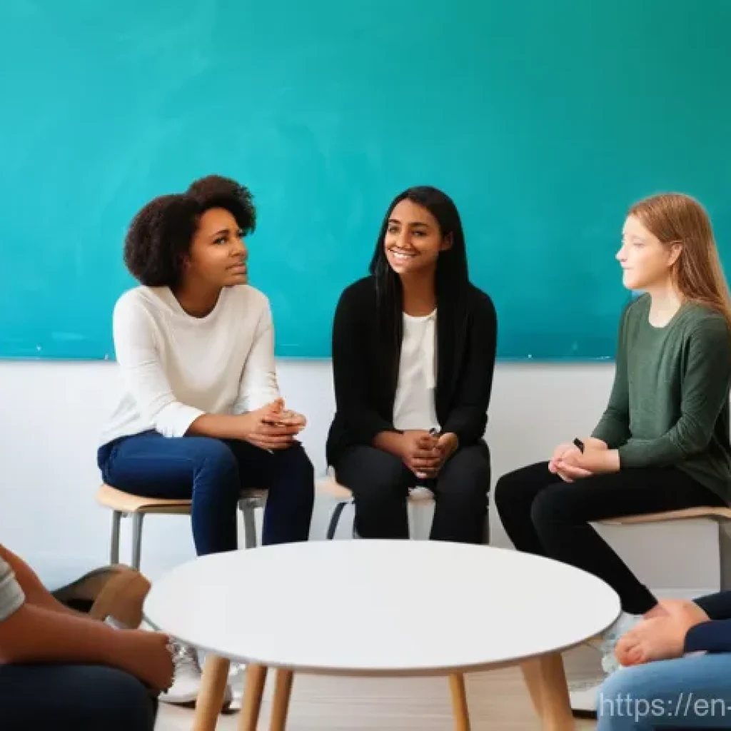 청소년상담사 시험 준비에 도움이 되는 자료 - **Prompt:** A diverse group of adolescents and pre-teens, fully clothed in comfortable, modern attir...