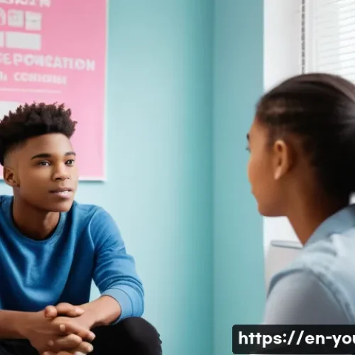 청소년상담사 시험의 필기와 실기 과목 차이 - A professional counseling session scene in a modern youth community center: a young counselor attent...