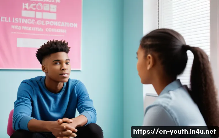 청소년상담사 시험의 필기와 실기 과목 차이 - A professional counseling session scene in a modern youth community center: a young counselor attent...