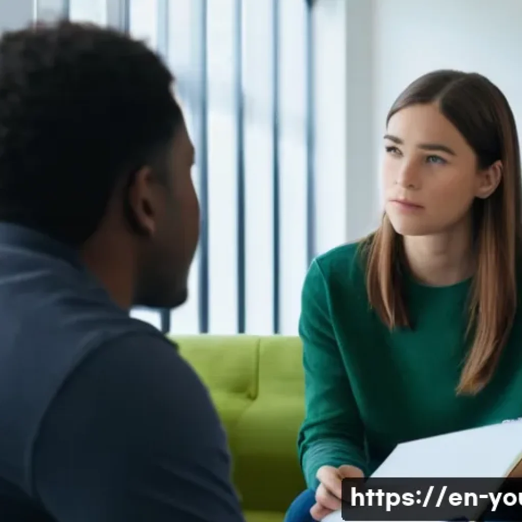 청소년상담사로서 성장하는 법 - A warm, inviting counseling room scene featuring a compassionate young female counselor attentively ...