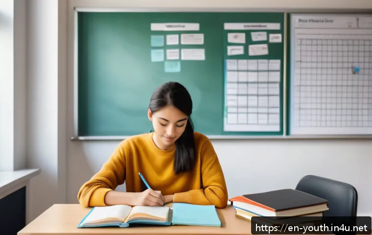 청소년상담사 실기시험 준비를 위한 자료 추천 - A modern study room scene featuring a young adult focused on preparing for a youth counseling practi...